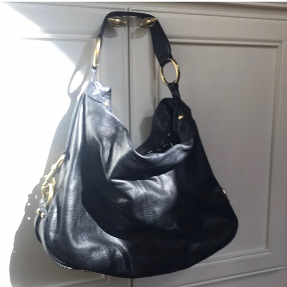 Rebecca Minkoff Black Gold Nikki Hobo Y2K Leather Shoulder Bag - Picture 2 of 9